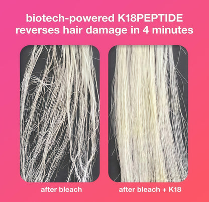 K18 Leave-In Molecular Hair Mask Repairs Dry or Damaged Hair, Reverse Hair Damage from Bleach, Color,Chemical Services & Heat