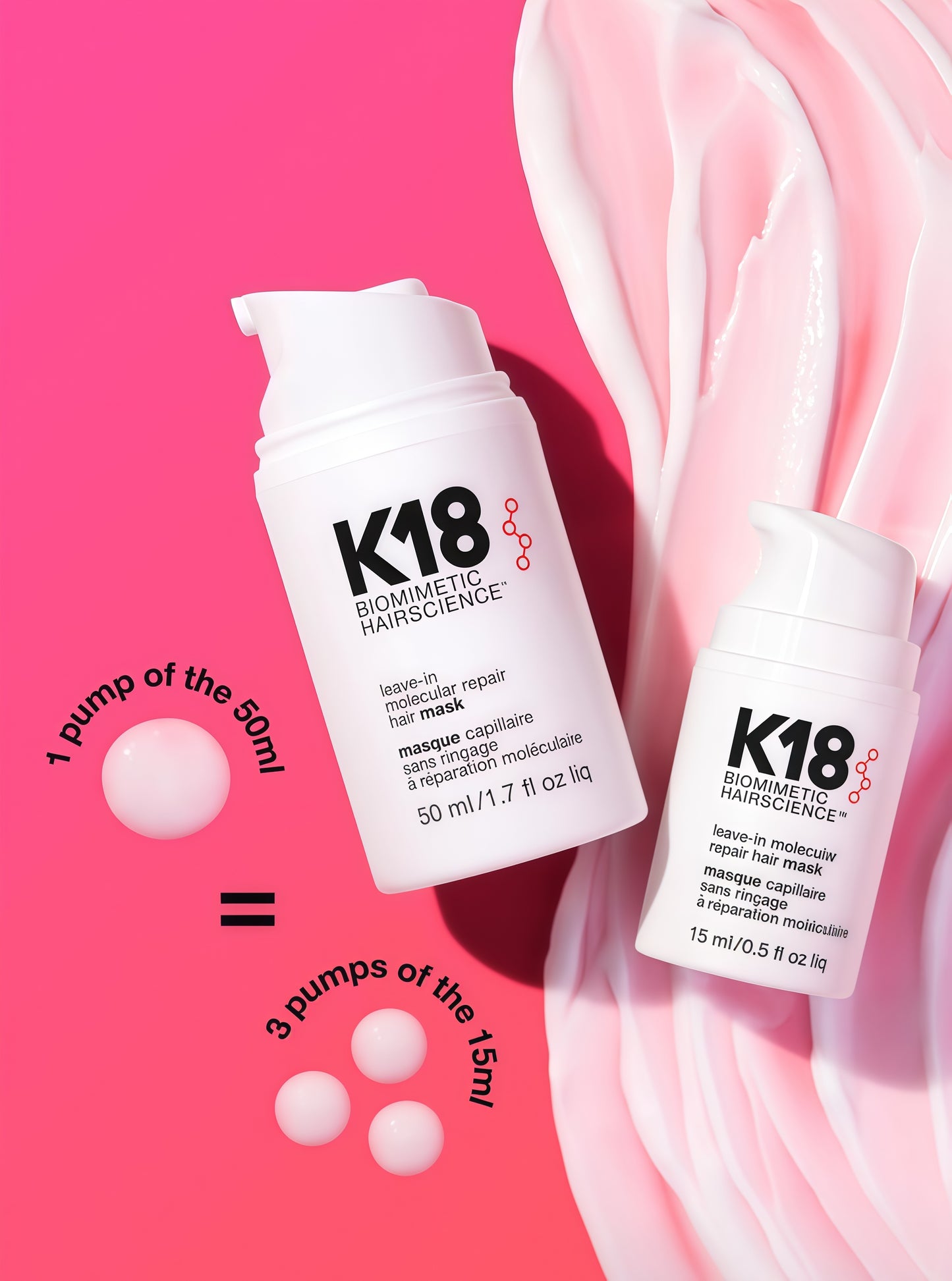 K18 Leave-In Molecular Hair Mask Repairs Dry or Damaged Hair, Reverse Hair Damage from Bleach, Color,Chemical Services & Heat